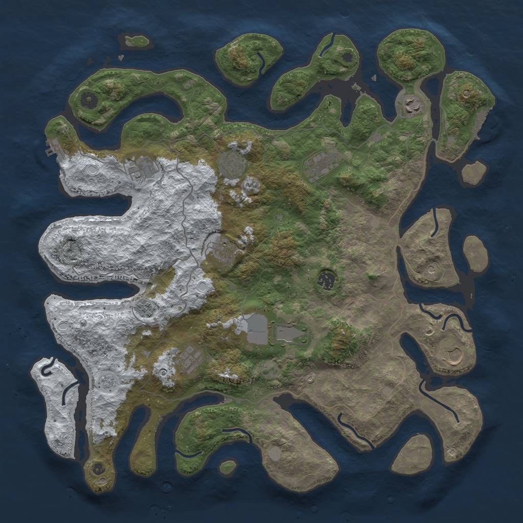 Rust Map: Procedural Map, Size: 4500, Seed: 2193666, 19 Monuments