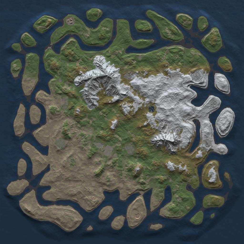 Rust Map: Barren, Size: 6000, Seed: 434351894, 14 Monuments