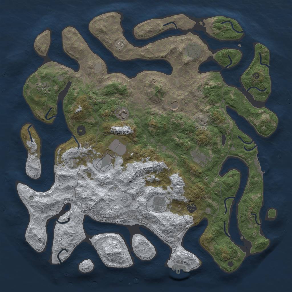 Rust Map: Procedural Map, Size: 4500, Seed: 428531, 18 Monuments