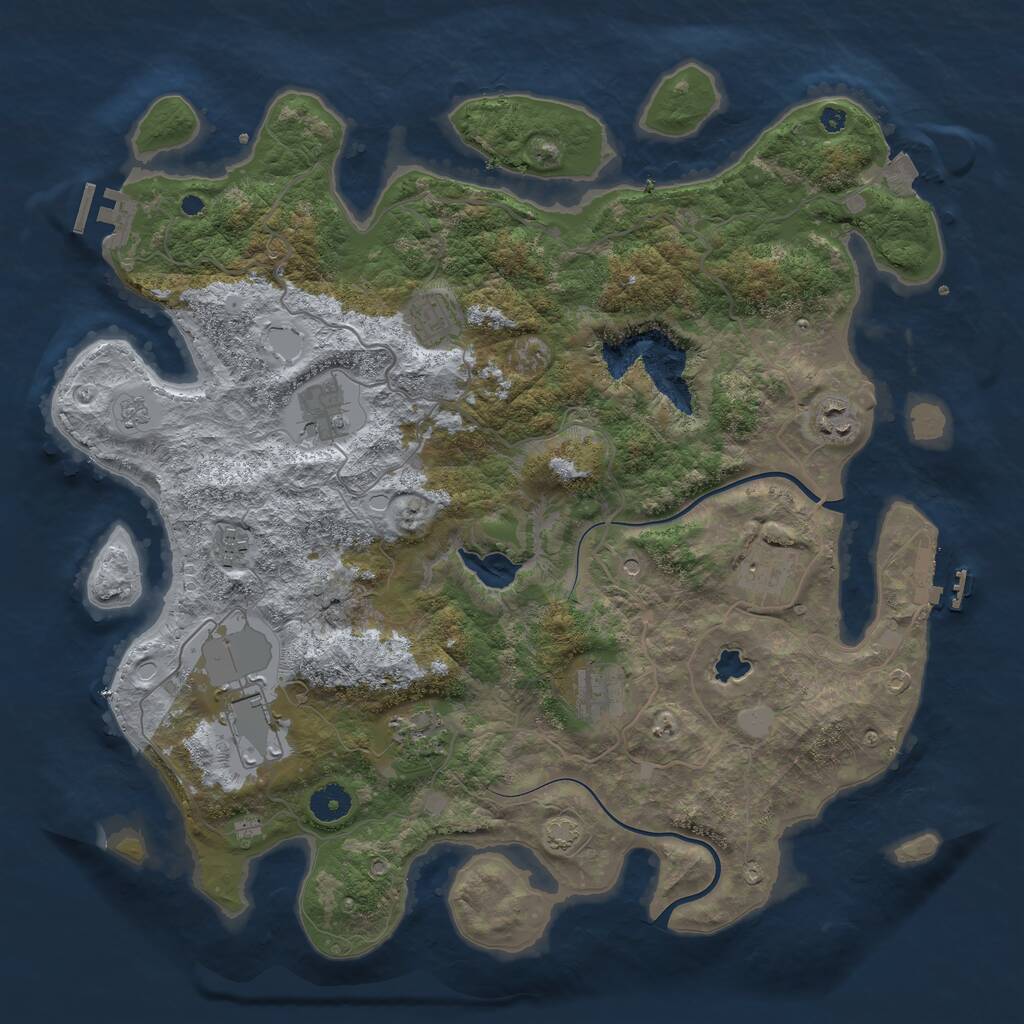 Rust Map: Procedural Map, Size: 4000, Seed: 91, 14 Monuments