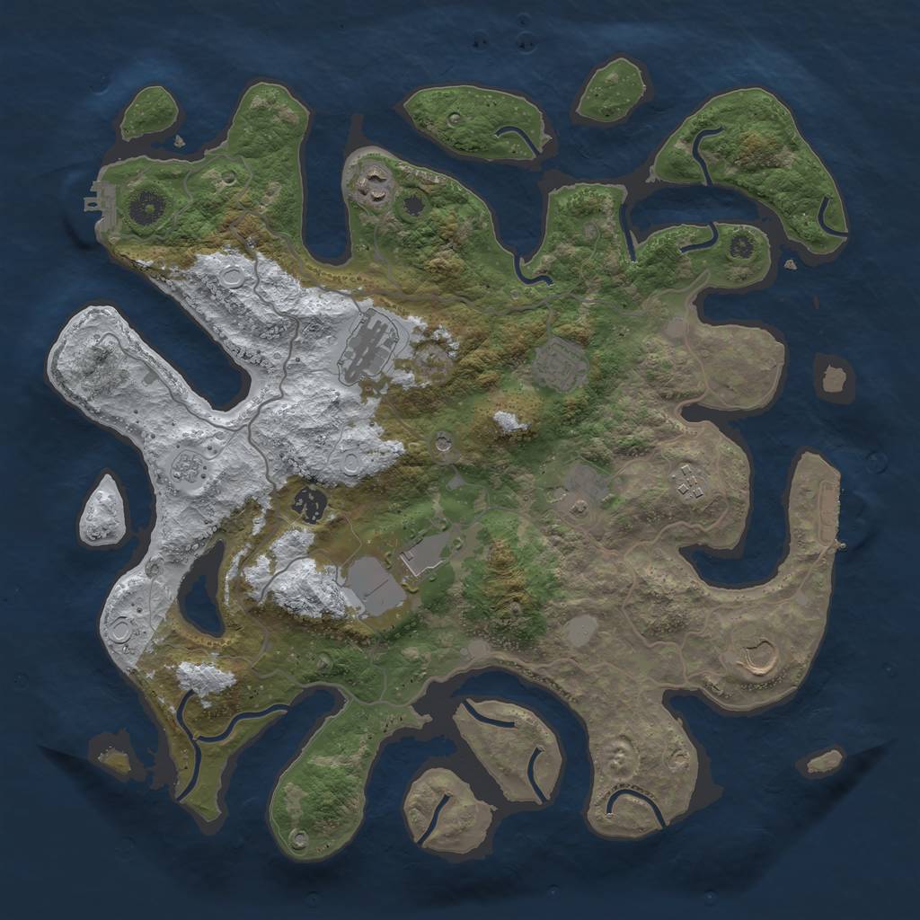 Rust Map: Procedural Map, Size: 4000, Seed: 91, 17 Monuments