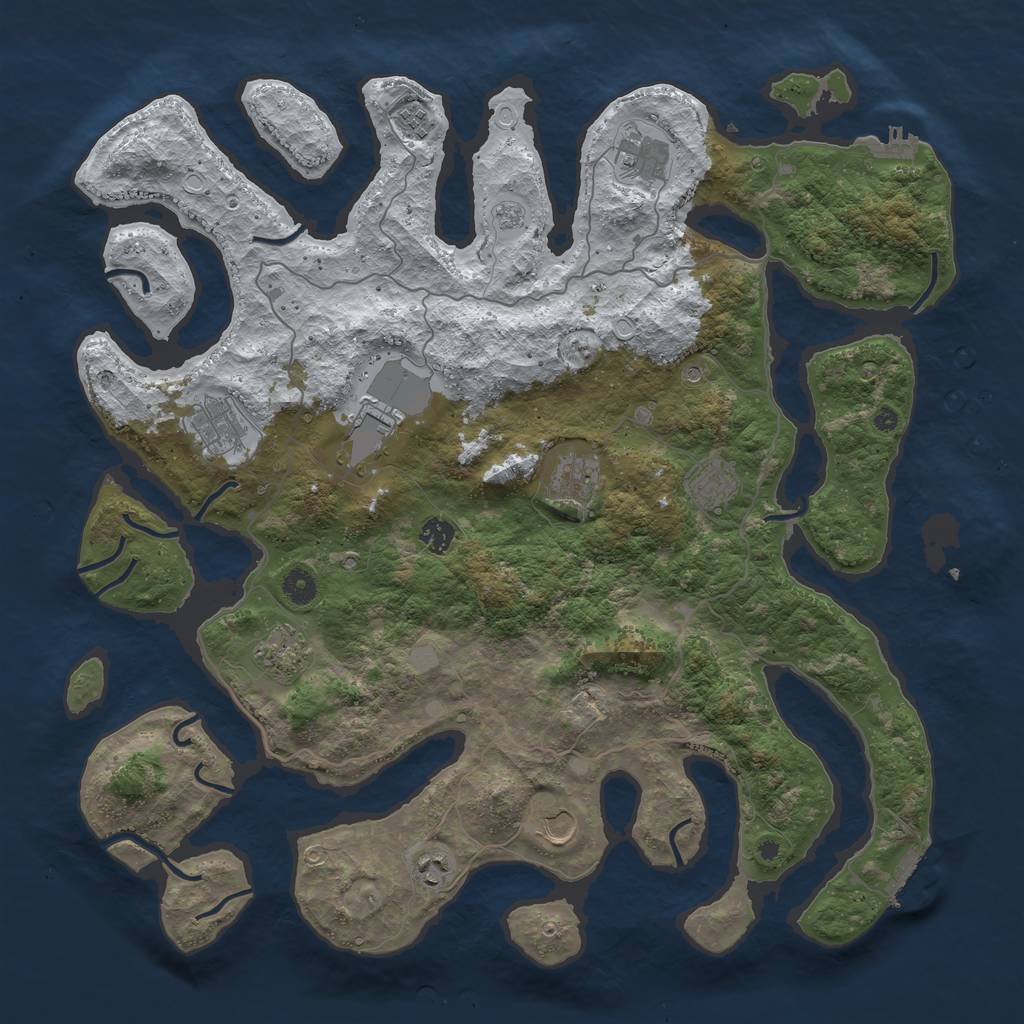 Rust Map: Procedural Map, Size: 4500, Seed: 658762, 19 Monuments