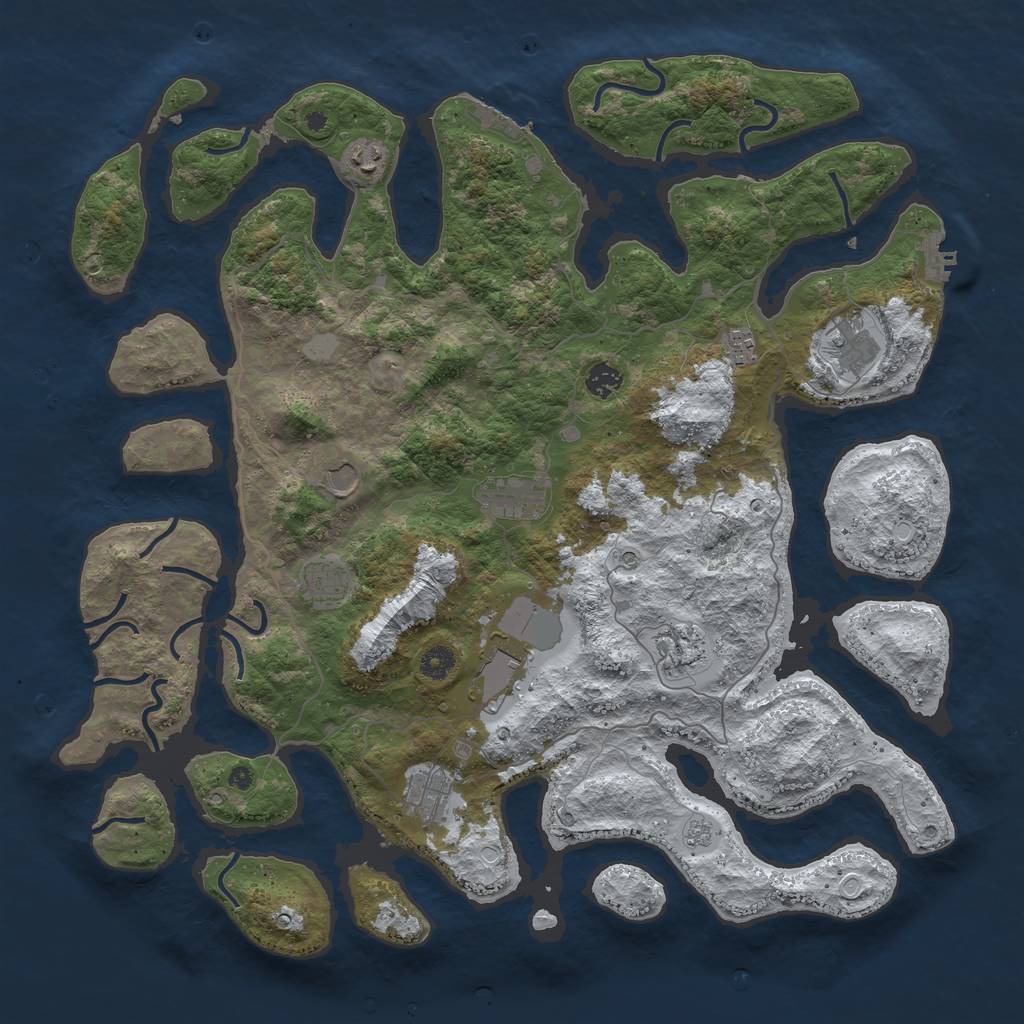 Rust Map: Procedural Map, Size: 4500, Seed: 3948710, 19 Monuments