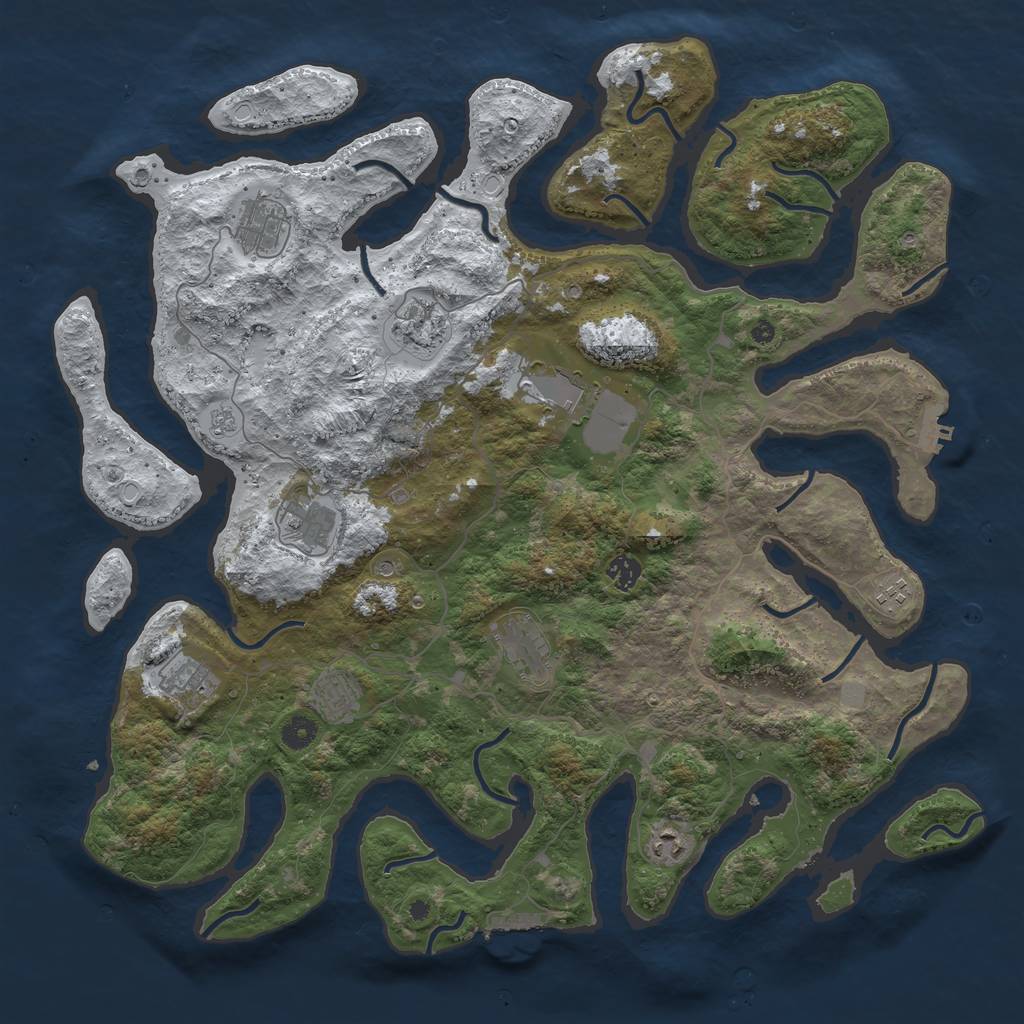 Rust Map: Procedural Map, Size: 4500, Seed: 1352992, 19 Monuments