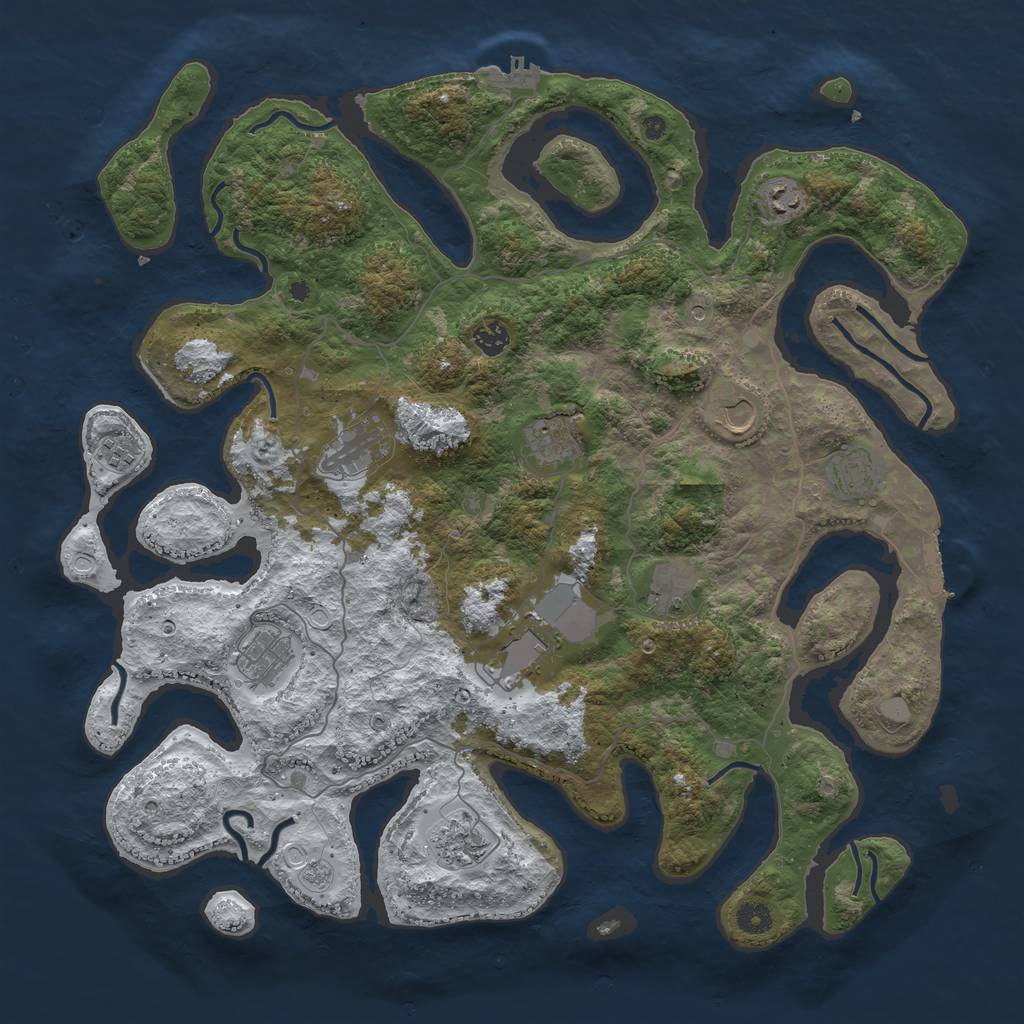 Rust Map: Procedural Map, Size: 4500, Seed: 613429, 20 Monuments