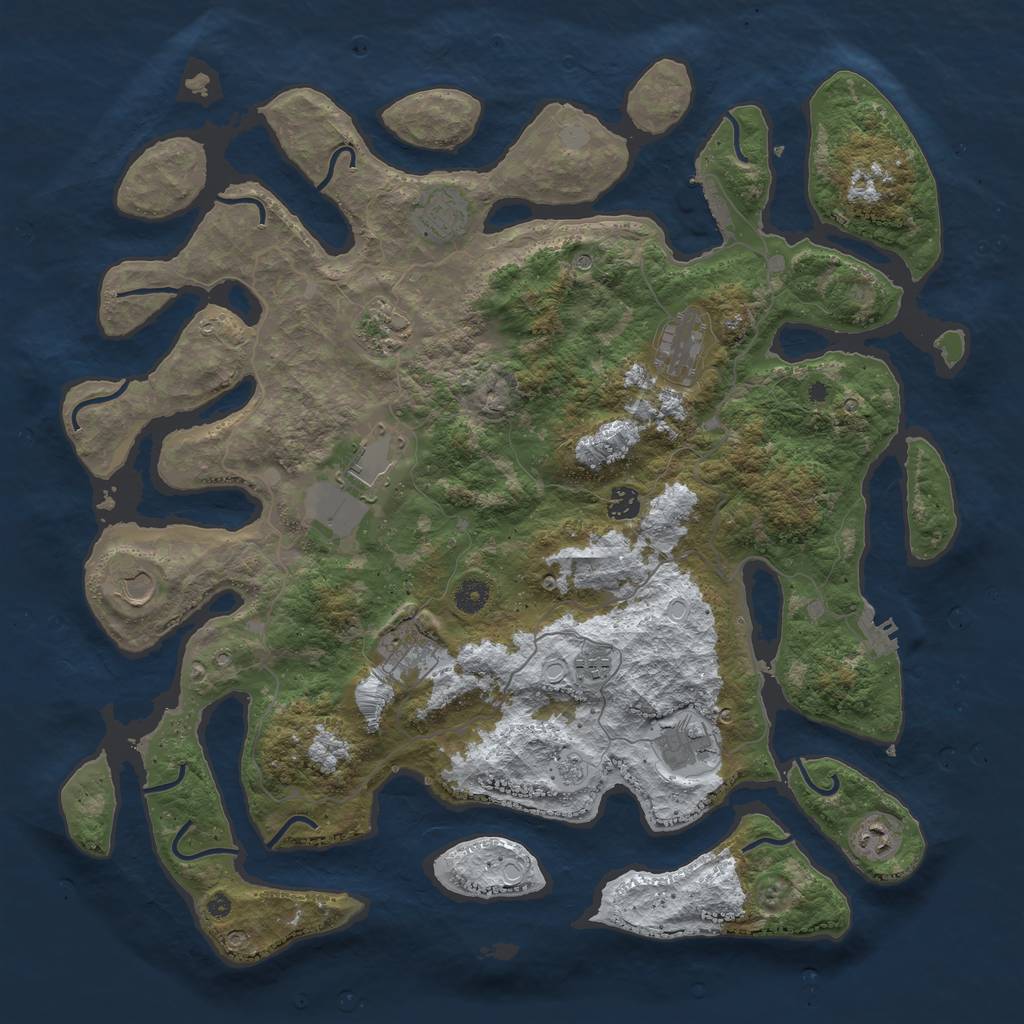 Rust Map: Procedural Map, Size: 4500, Seed: 6000386, 19 Monuments