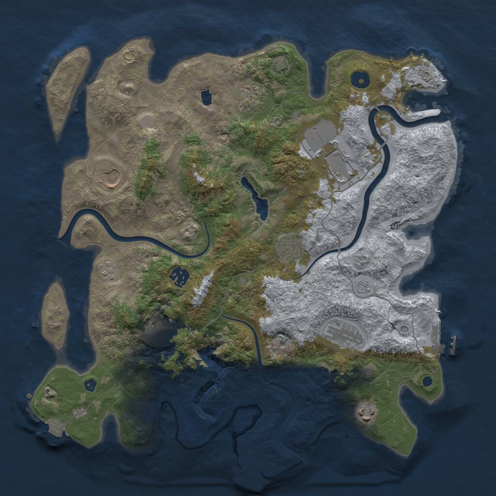Rust Map: Procedural Map, Size: 4000, Seed: 999561371, 15 Monuments