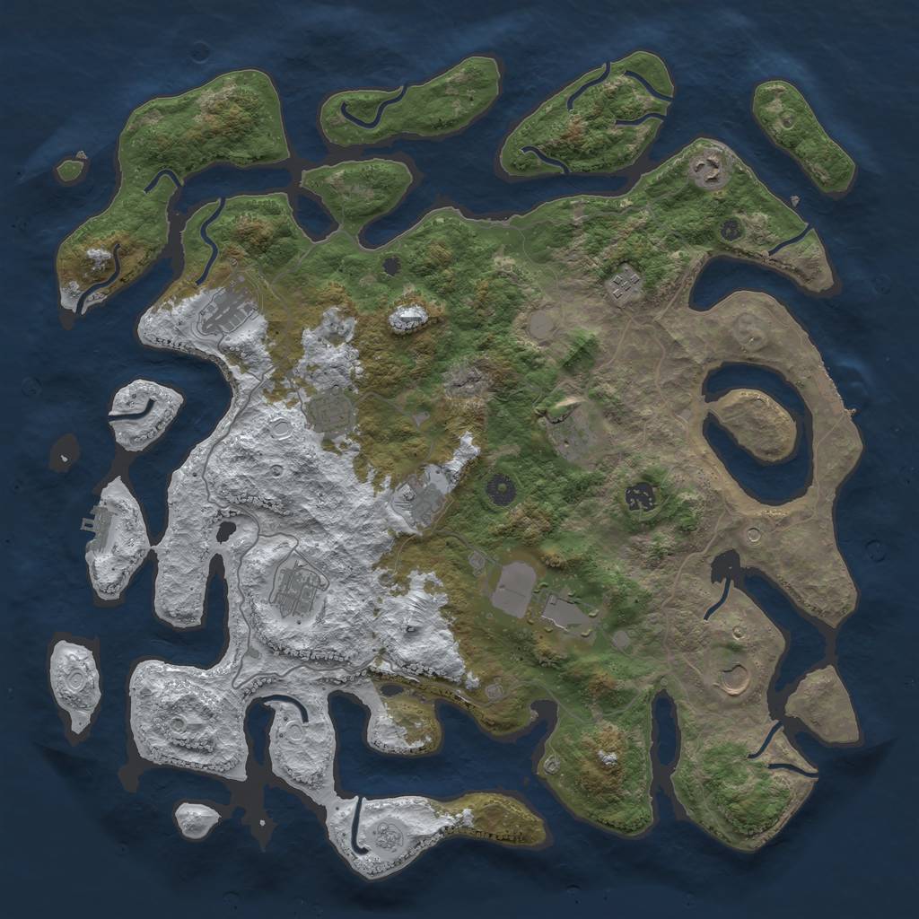 Rust Map: Procedural Map, Size: 4500, Seed: 369224, 19 Monuments