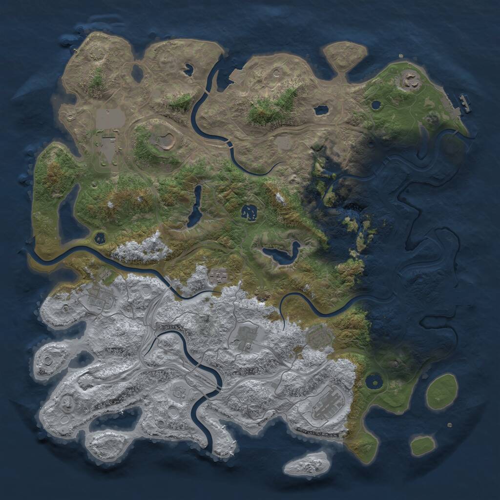 Rust Map: Procedural Map, Size: 4500, Seed: 3020945, 16 Monuments