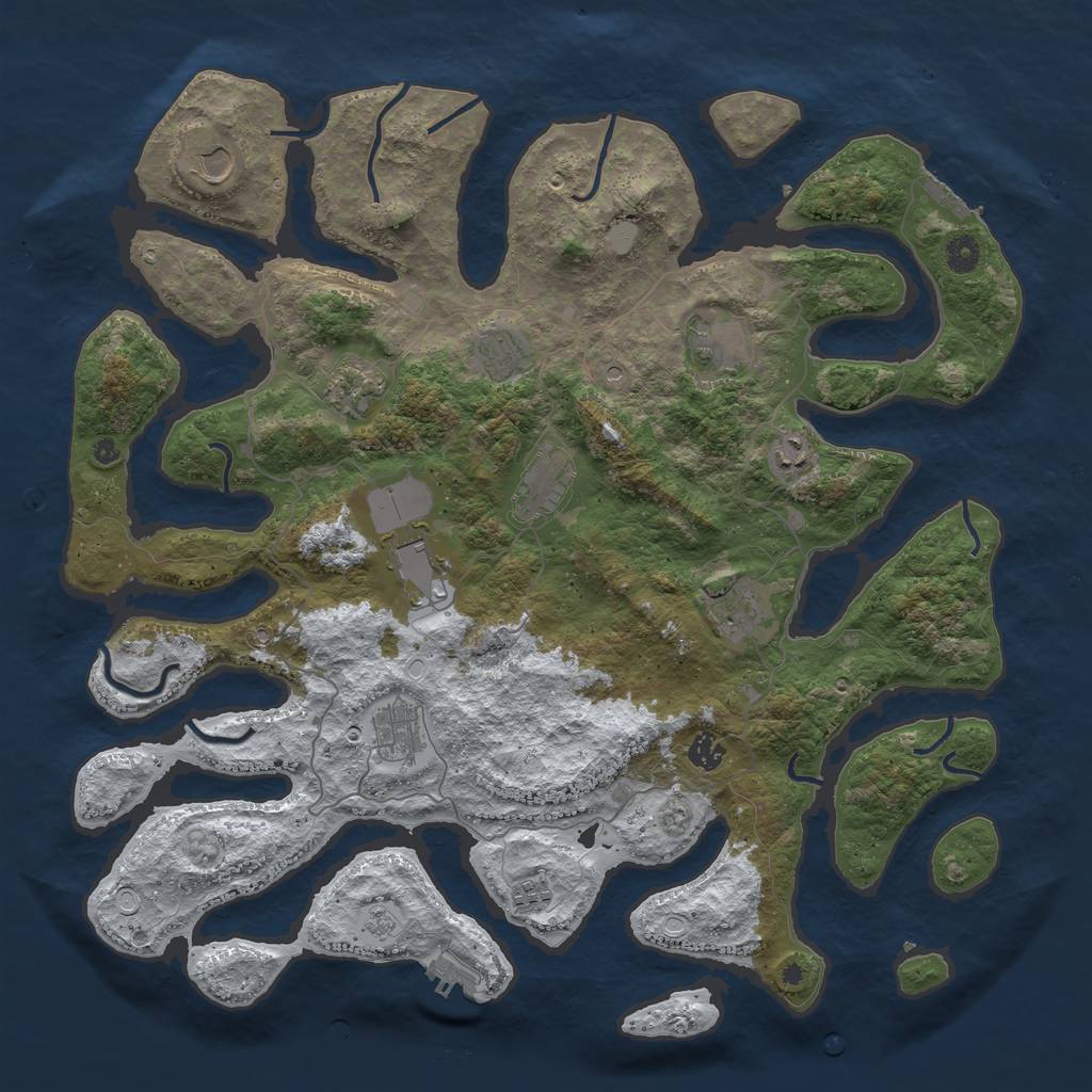 Rust Map: Procedural Map, Size: 4500, Seed: 3020945, 20 Monuments