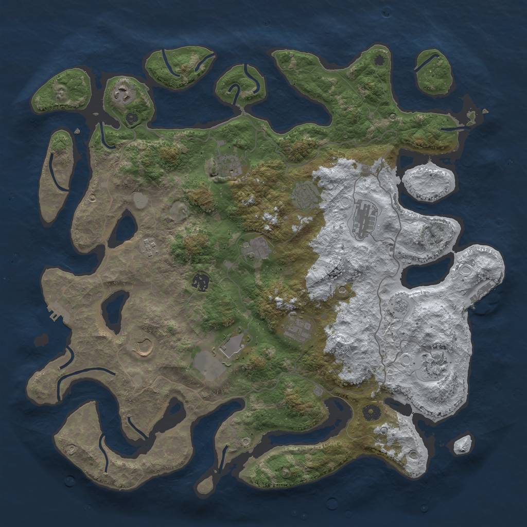 Rust Map: Procedural Map, Size: 4500, Seed: 4006971, 20 Monuments