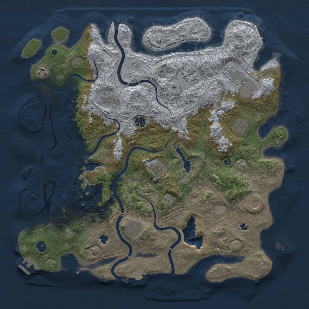 Rust Map: Procedural Map, Size: 4500, Seed: 3454113, 16 Monuments