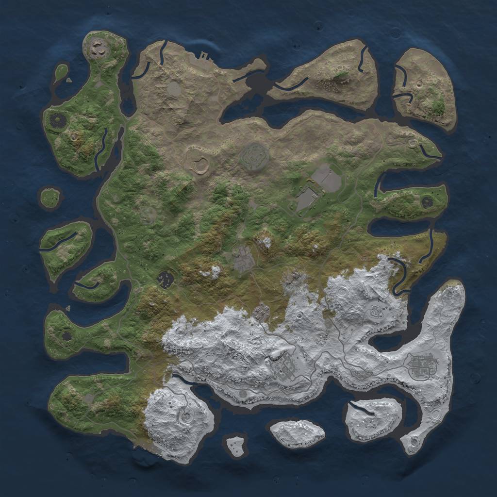 Rust Map: Procedural Map, Size: 4500, Seed: 6042383, 18 Monuments