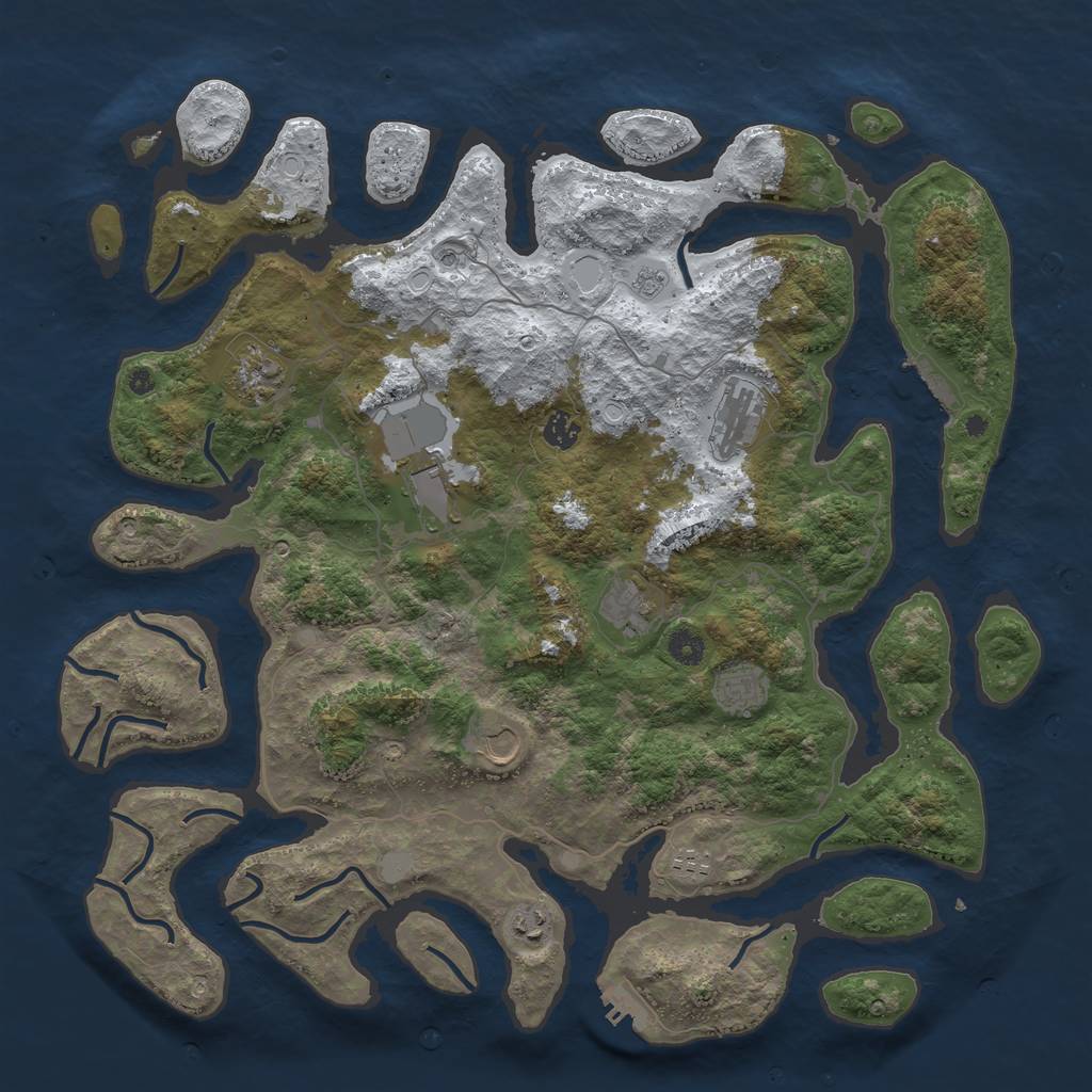 Rust Map: Procedural Map, Size: 4500, Seed: 1476002, 18 Monuments