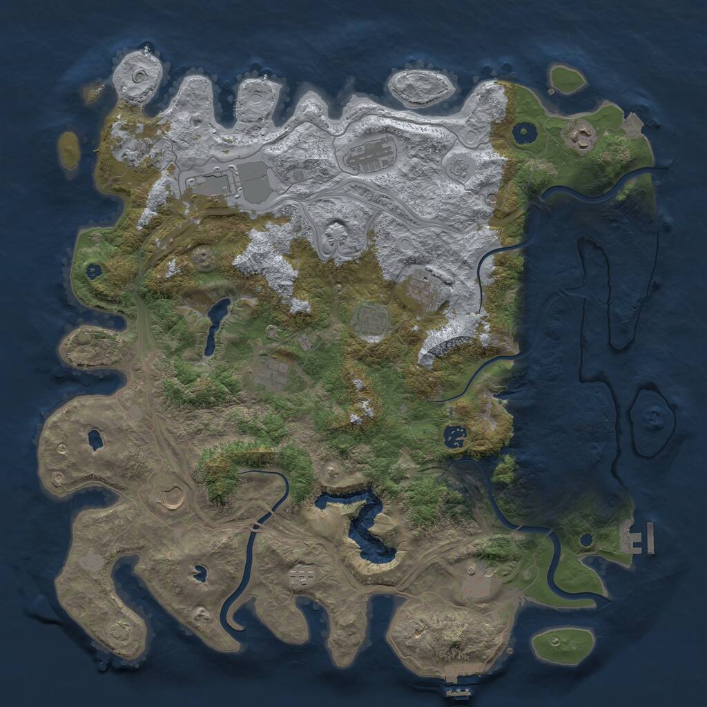 Rust Map: Procedural Map, Size: 4500, Seed: 1476002, 17 Monuments