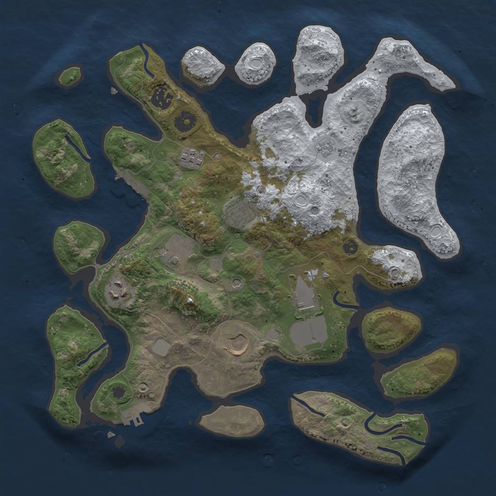 Rust Map: Procedural Map, Size: 3500, Seed: 1157133, 16 Monuments