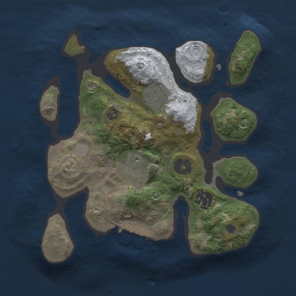 Rust Map: Procedural Map, Size: 2500, Seed: 213915, 9 Monuments