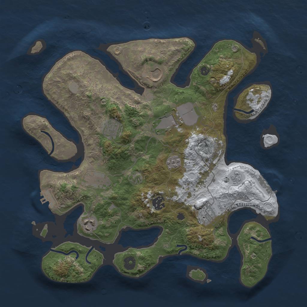 Rust Map: Procedural Map, Size: 3500, Seed: 2648648, 16 Monuments