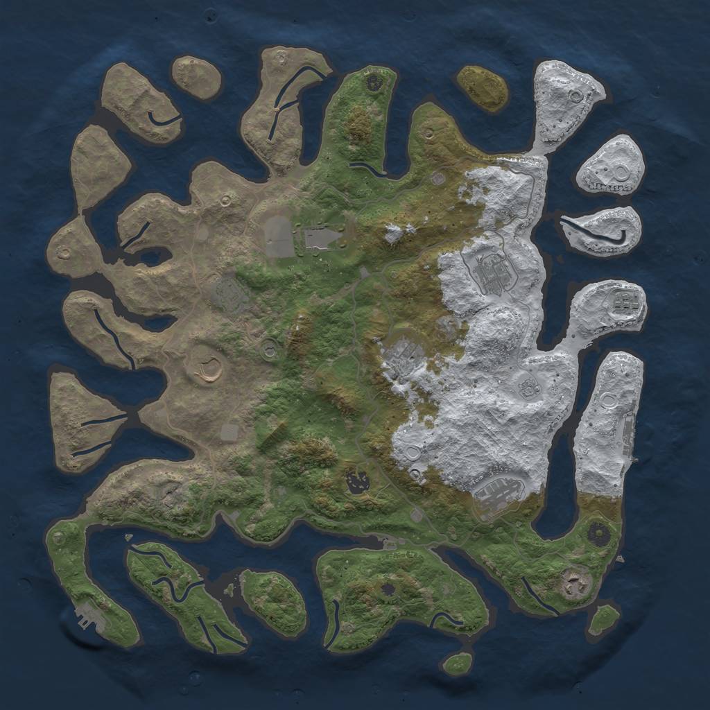 Rust Map: Procedural Map, Size: 4500, Seed: 3601592, 18 Monuments