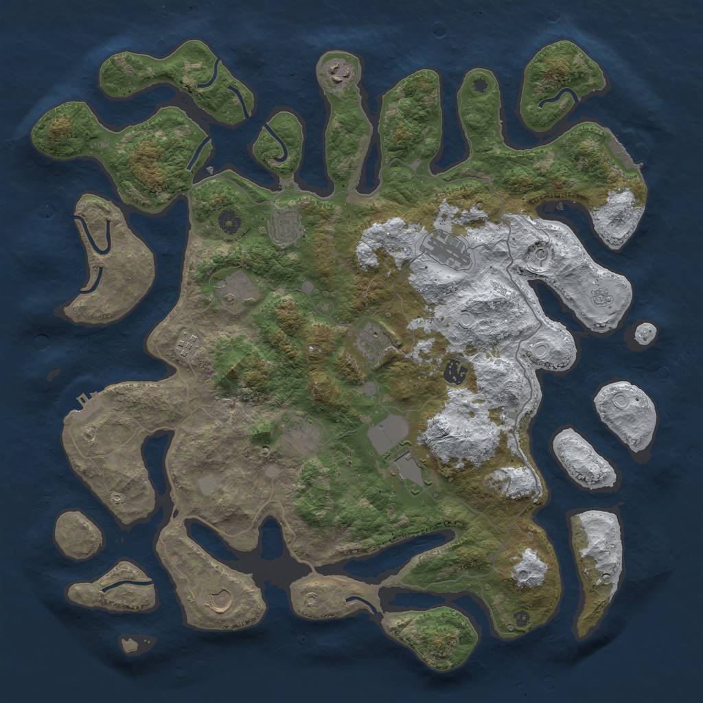 Rust Map: Procedural Map, Size: 4500, Seed: 4210335, 19 Monuments