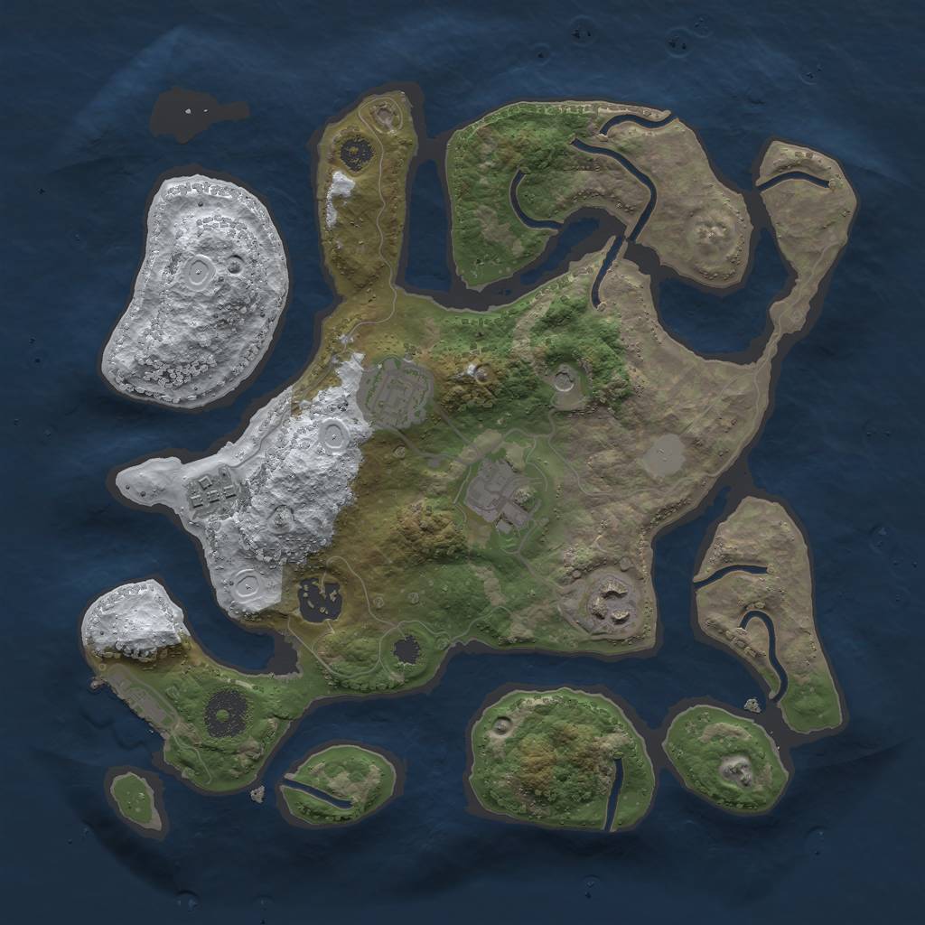 Rust Map: Procedural Map, Size: 3000, Seed: 2676876, 12 Monuments