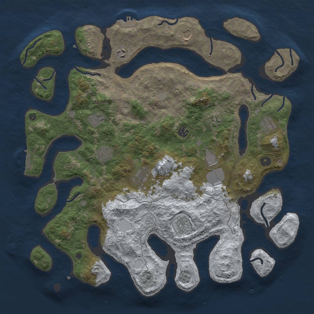 Rust Map: Procedural Map, Size: 4500, Seed: 2596934, 20 Monuments