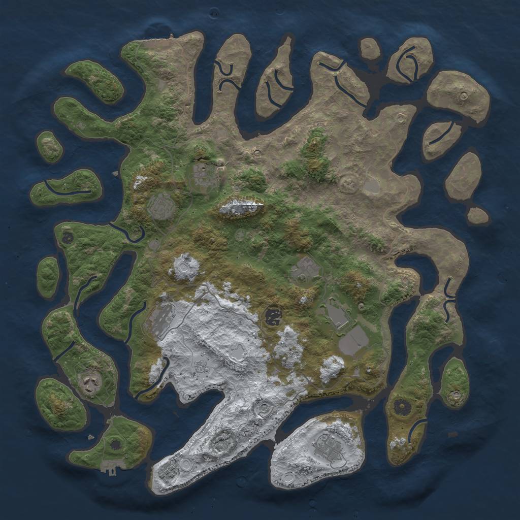 Rust Map: Procedural Map, Size: 4500, Seed: 2491867, 18 Monuments