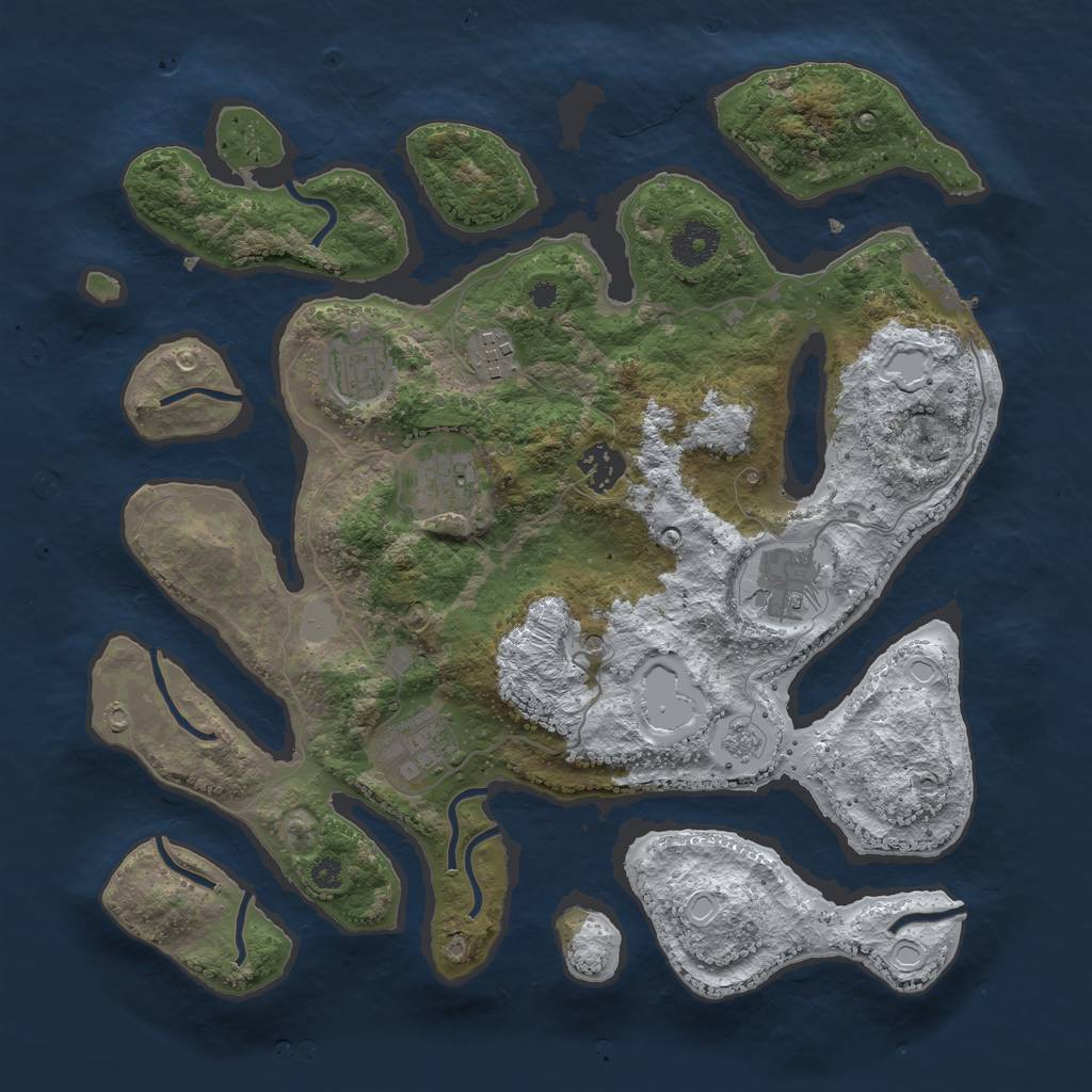 Rust Map: Procedural Map, Size: 3500, Seed: 5192419, 14 Monuments