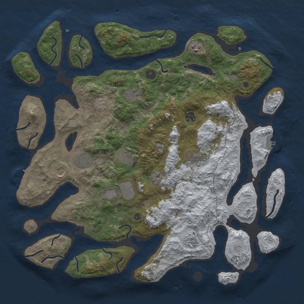 Rust Map: Procedural Map, Size: 4500, Seed: 376669, 19 Monuments