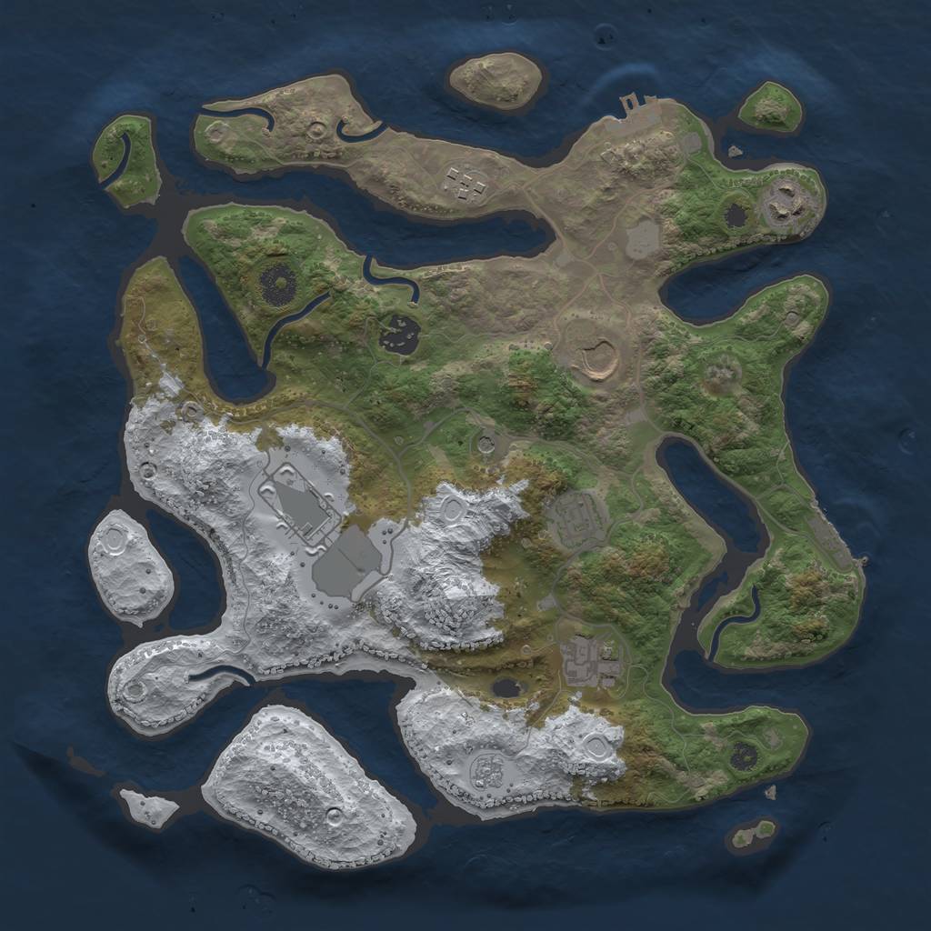 Rust Map: Procedural Map, Size: 3500, Seed: 4848805, 16 Monuments