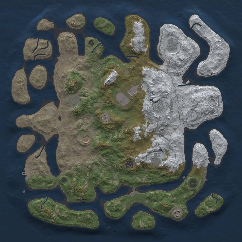 Rust Map: Procedural Map, Size: 4500, Seed: 6446831, 18 Monuments