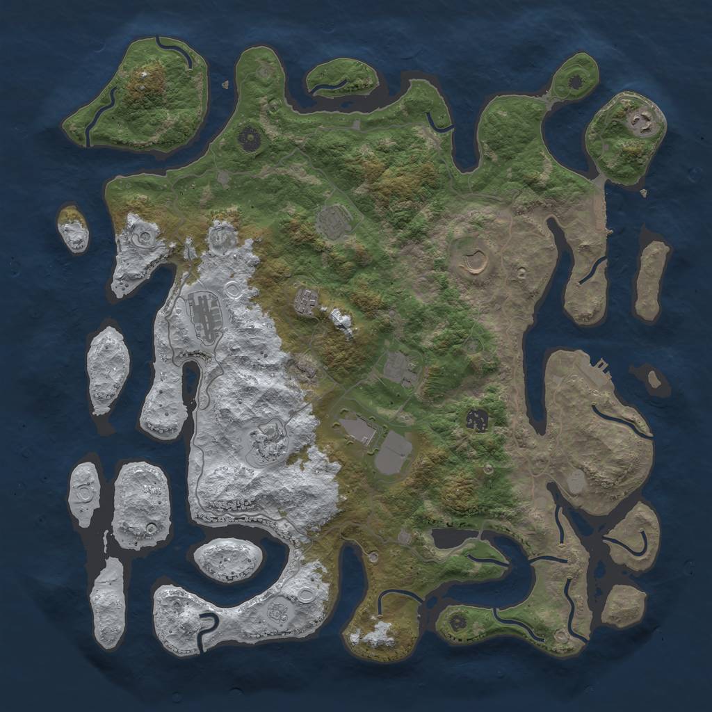 Rust Map: Procedural Map, Size: 4500, Seed: 3588587, 18 Monuments