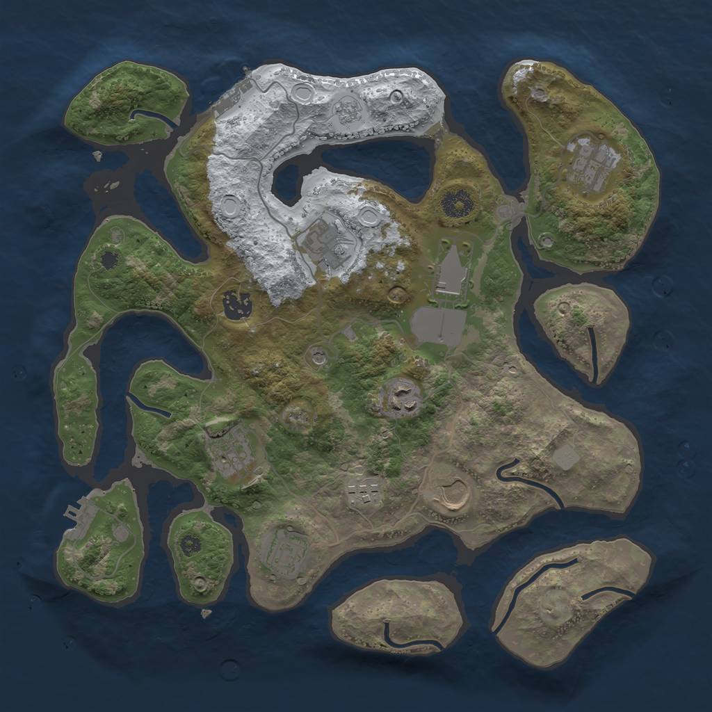 Rust Map: Procedural Map, Size: 3500, Seed: 3210686, 18 Monuments