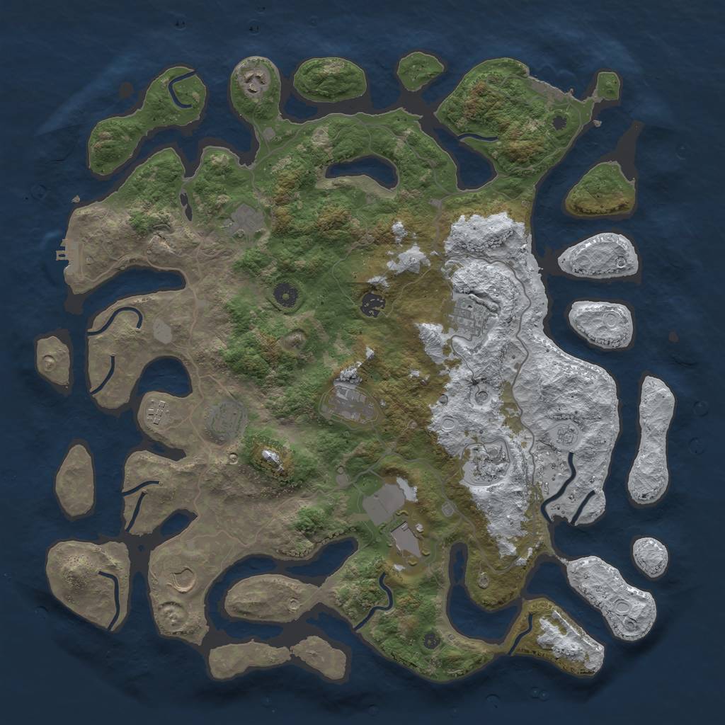 Rust Map: Procedural Map, Size: 4500, Seed: 4121270, 19 Monuments