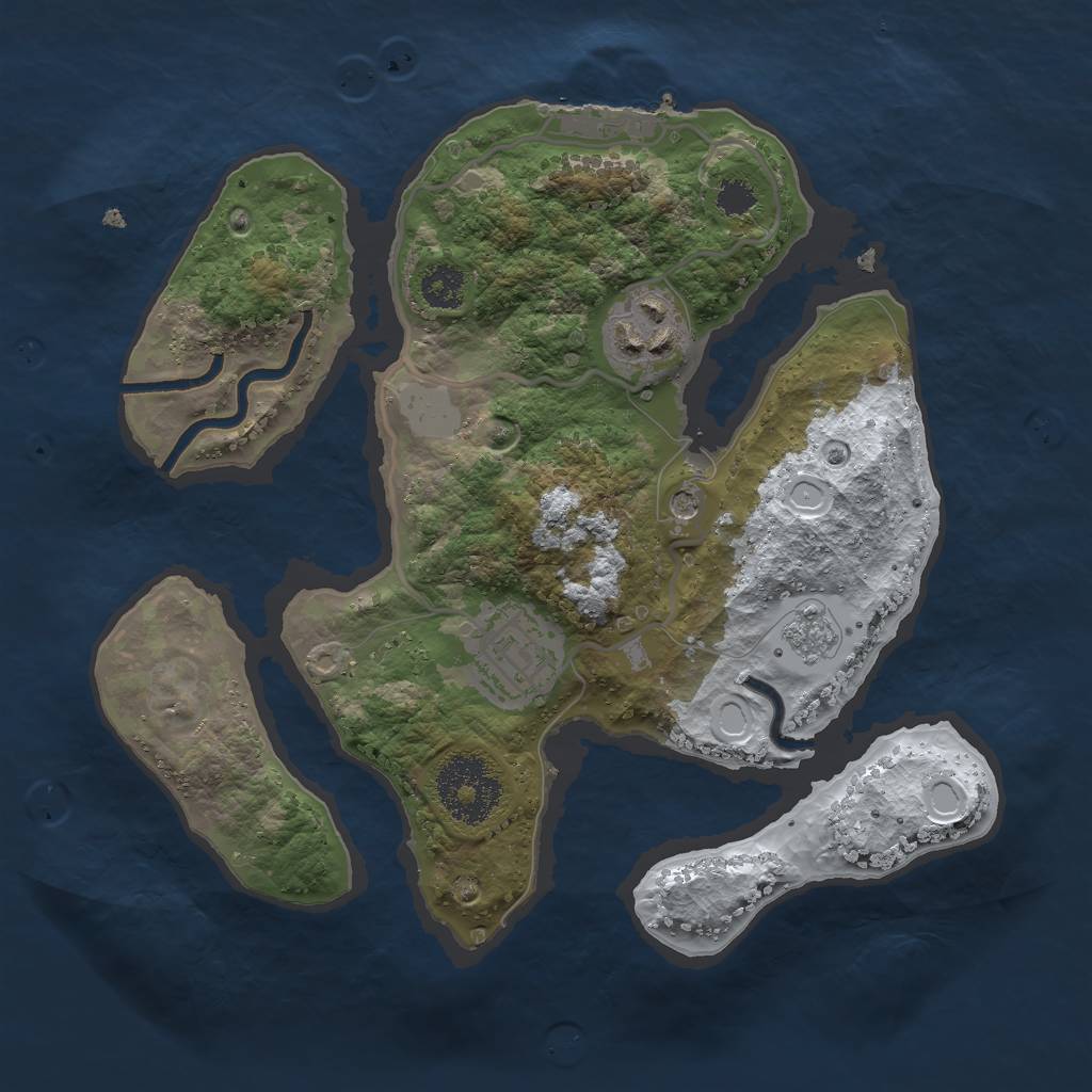 Rust Map: Procedural Map, Size: 2500, Seed: 3893782, 10 Monuments