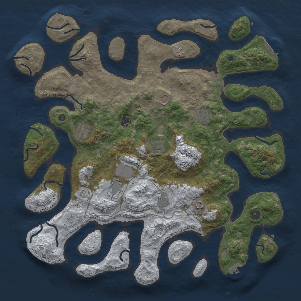 Rust Map: Procedural Map, Size: 4500, Seed: 4333373, 18 Monuments
