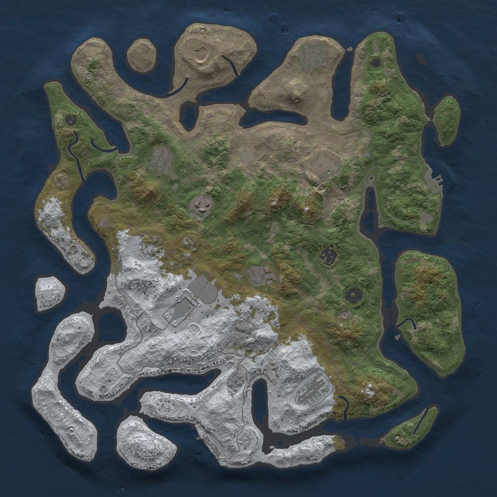Rust Map: Procedural Map, Size: 4500, Seed: 3093265, 20 Monuments
