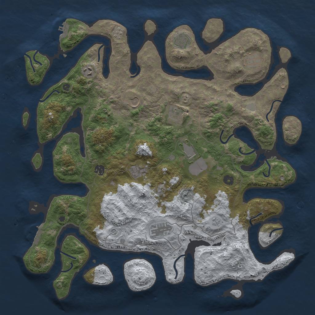 Rust Map: Procedural Map, Size: 4500, Seed: 3895069, 19 Monuments