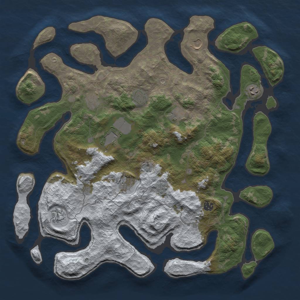 Rust Map: Barren, Size: 4500, Seed: 1981418660, 13 Monuments