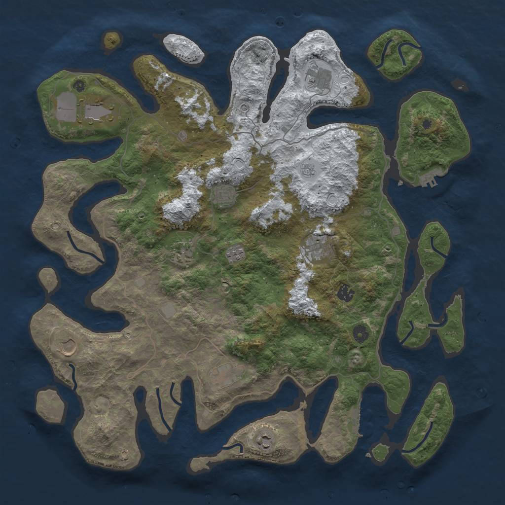Rust Map: Procedural Map, Size: 4500, Seed: 883800, 19 Monuments