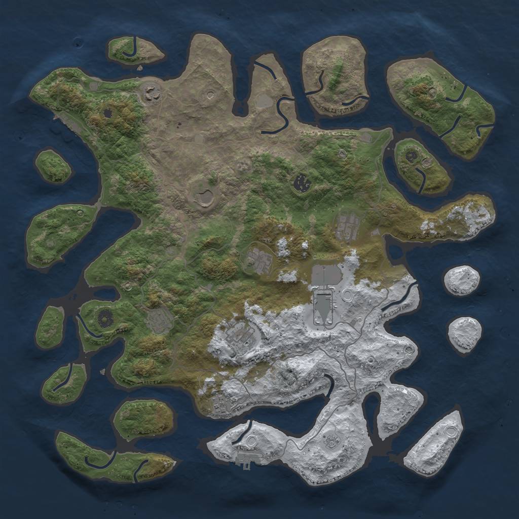 Rust Map: Procedural Map, Size: 4500, Seed: 3037215, 18 Monuments