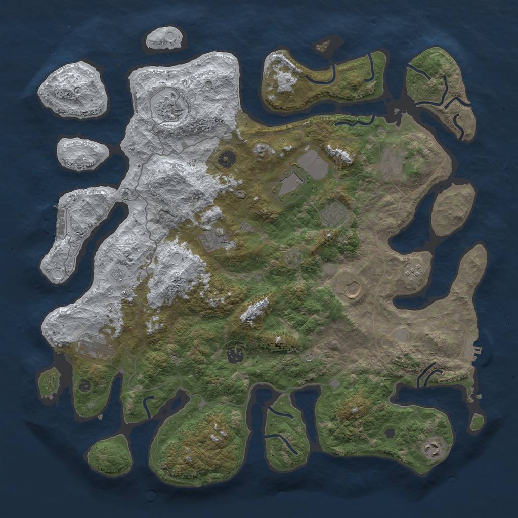 Rust Map: Procedural Map, Size: 4500, Seed: 3760640, 19 Monuments