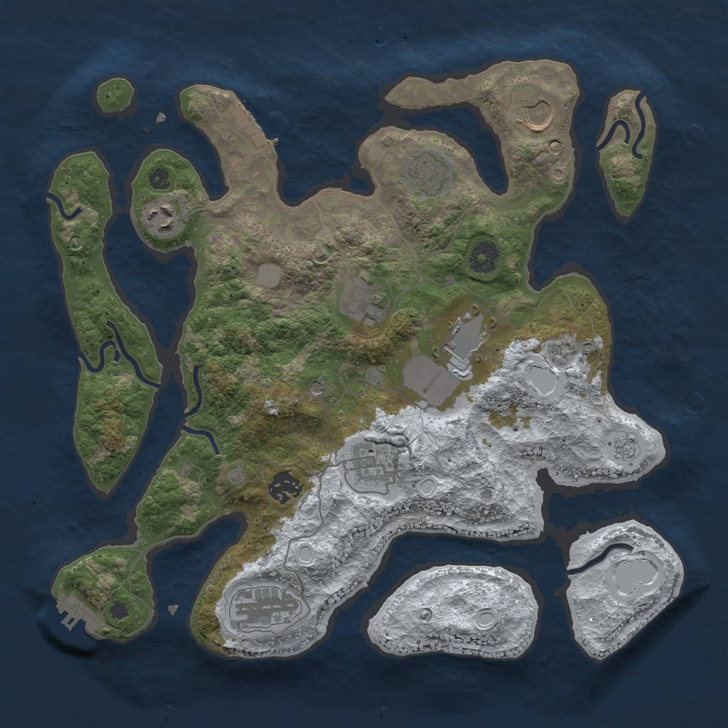 Rust Map: Procedural Map, Size: 3500, Seed: 4827830, 17 Monuments
