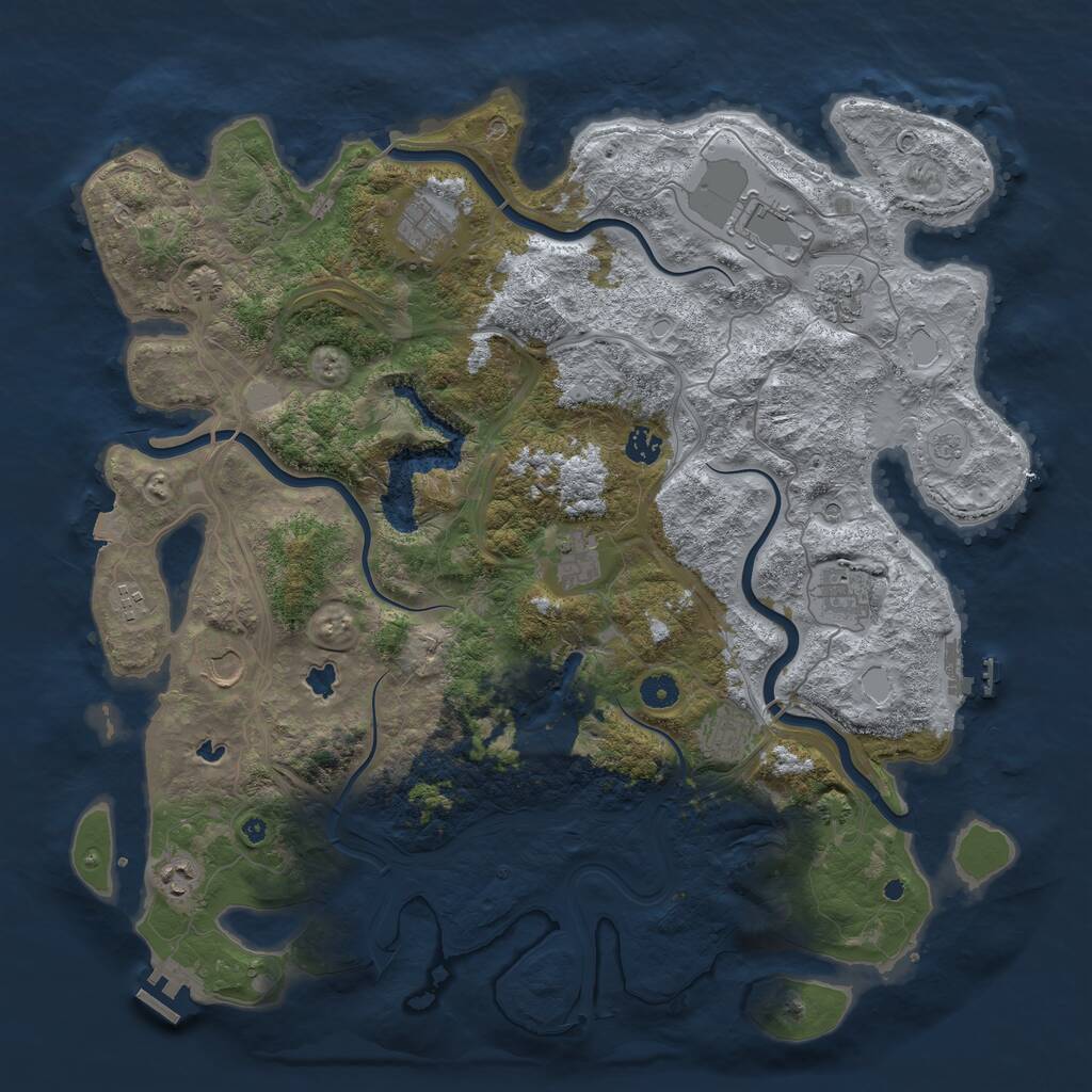 Rust Map: Procedural Map, Size: 4500, Seed: 2884221, 16 Monuments