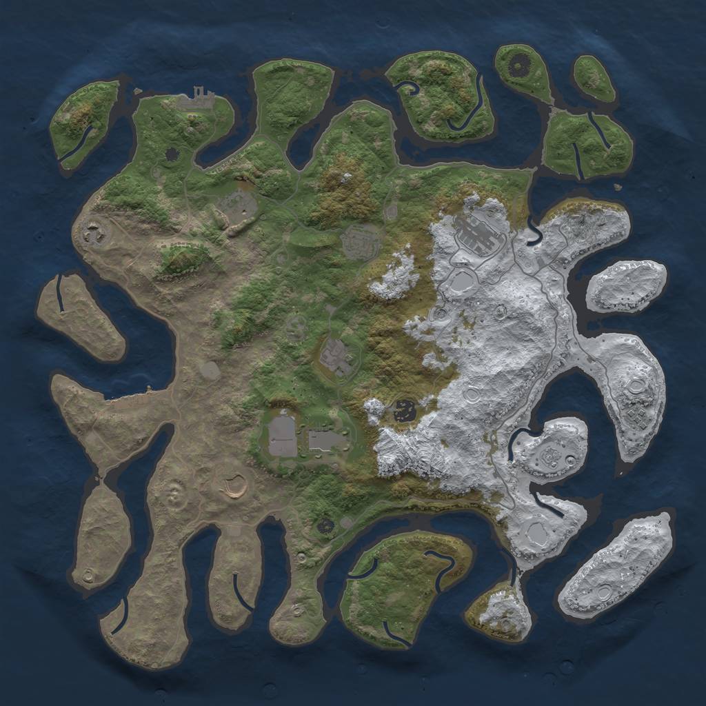 Rust Map: Procedural Map, Size: 4500, Seed: 5013934, 18 Monuments