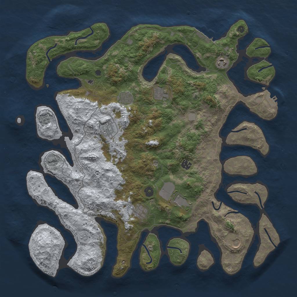 Rust Map: Procedural Map, Size: 4500, Seed: 4641025, 18 Monuments