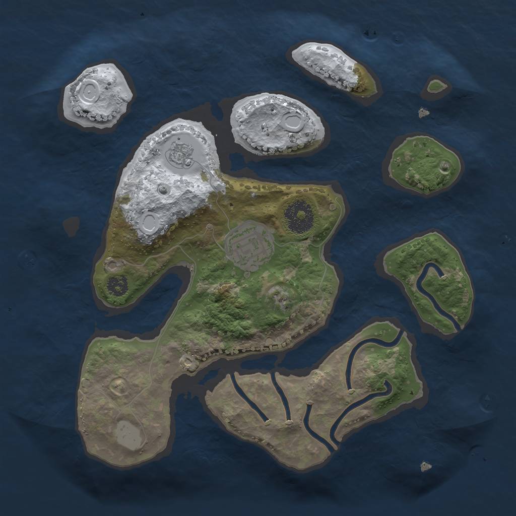 Rust Map: Procedural Map, Size: 2500, Seed: 1518668, 7 Monuments
