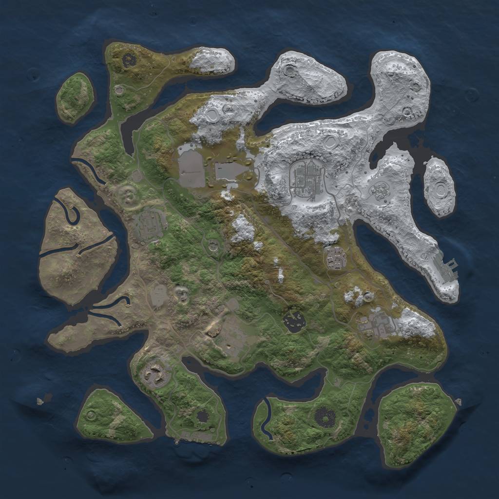 Rust Map: Procedural Map, Size: 3500, Seed: 72648181, 17 Monuments