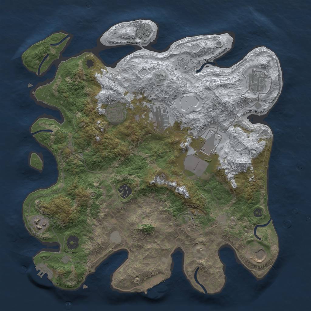 Rust Map: Procedural Map, Size: 3500, Seed: 5743161, 18 Monuments