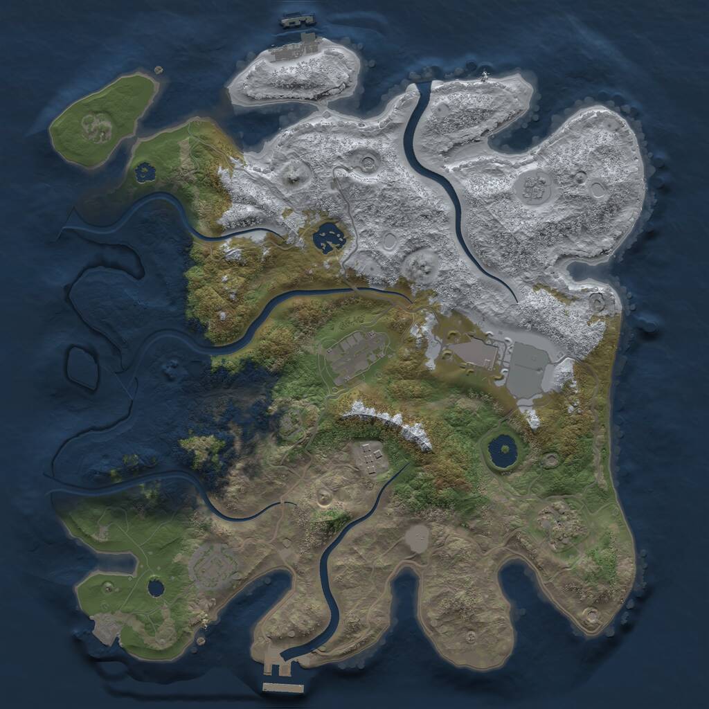 Rust Map: Procedural Map, Size: 3500, Seed: 5743161, 12 Monuments